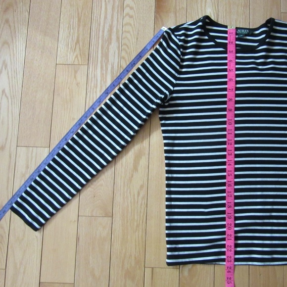 Ralph Lauren Long Sleeve T-Shirt Stripe Black/White Size L - Picture 4 of 4